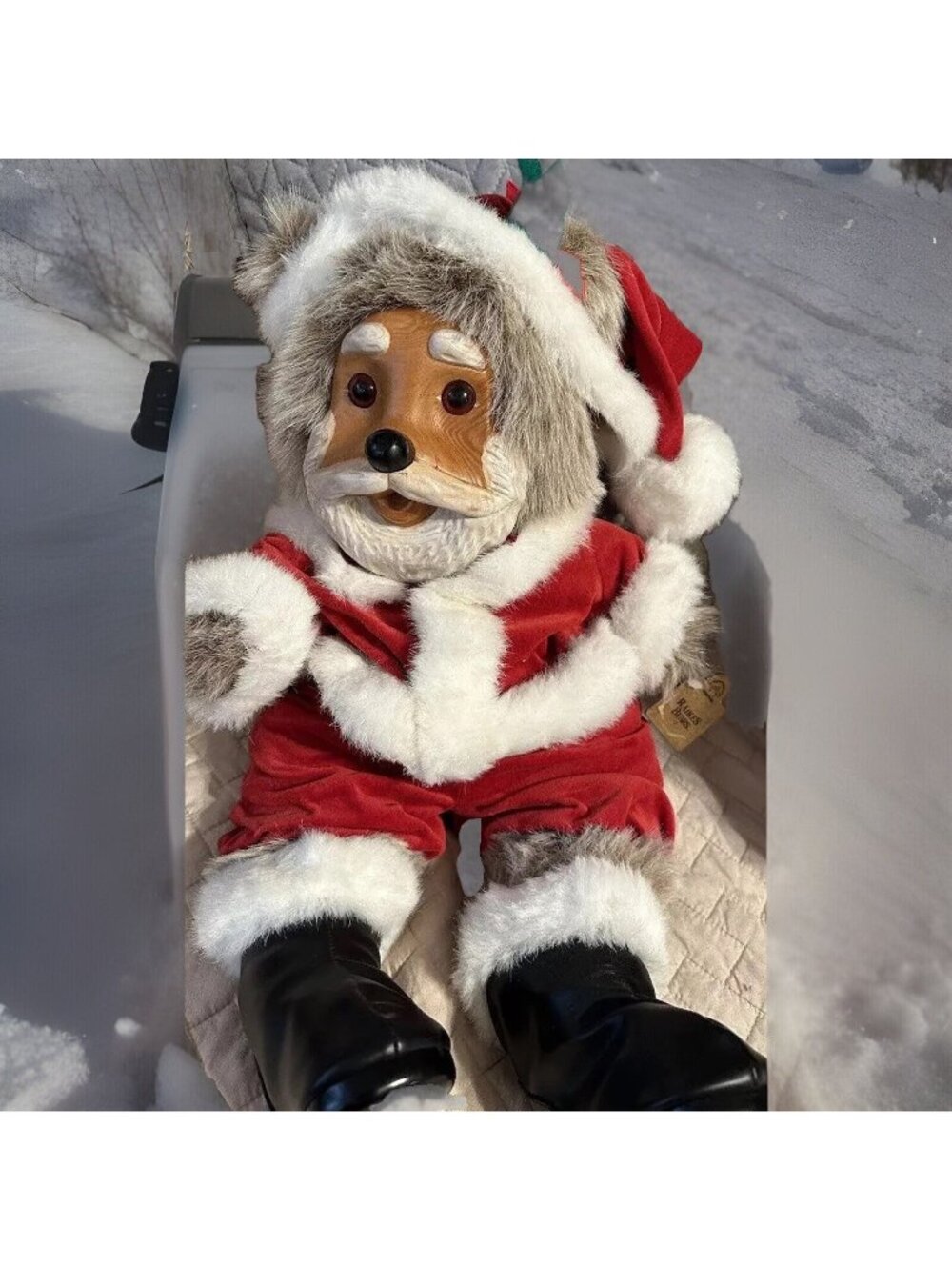Applause VTG ROBERT RAIKES Kringle Santa Bear Wood Face Boots Beard Collectible